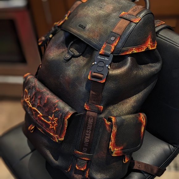 NWT AUTH HIT THE ROAD MENS BACKPACK CACTUS JACK X DIOR LEATHER LARGE DEADSTOCK - Picture 5 of 16